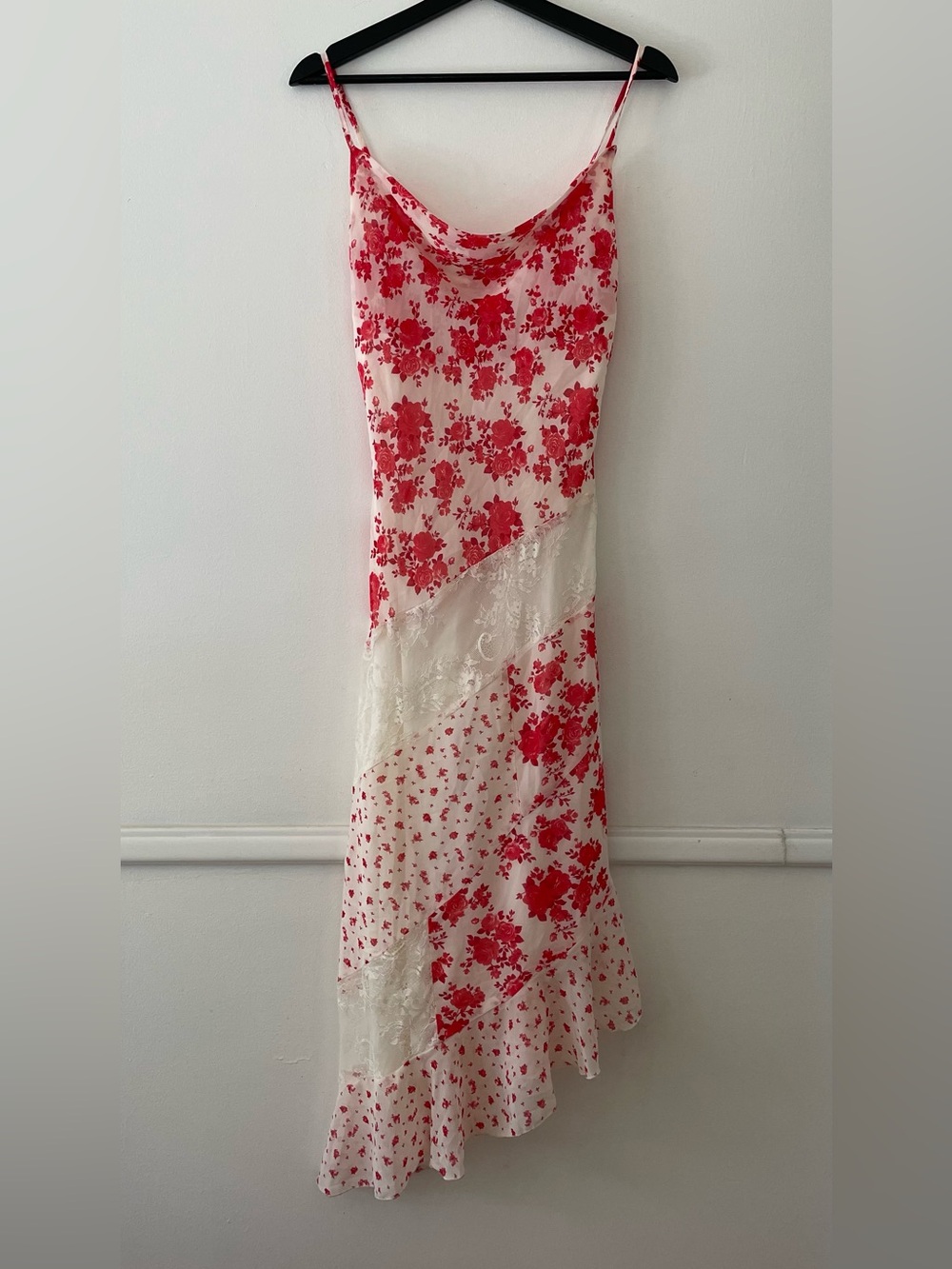 Jessica Simpson Floral and Lace Detail Asymmetrical Long Dress Size S